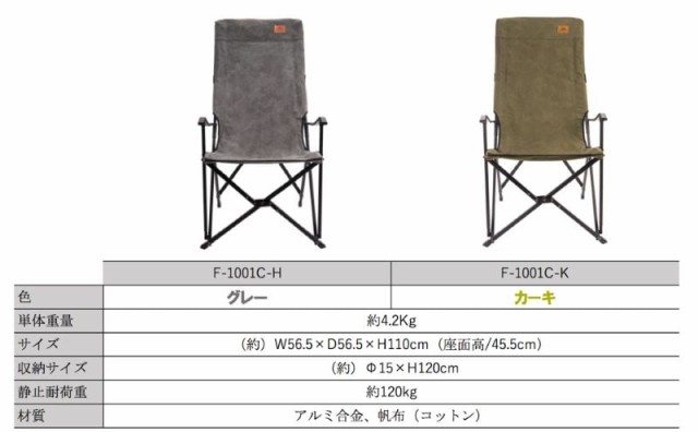 格安人気 キャンピングムーン Camping Moon アウトドア キャンプ ハイバックチェア ハイスタイルチェア カーキ色 ロングサイズ F 1001 K 即納特典付き Www Iacymperu Org