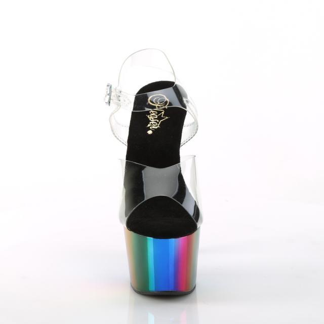 Pleaser(プリーザー) ADORE-708RC アンクルストラップ厚底サンダル 虹