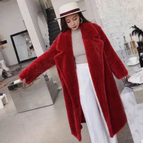 Areeam ファー付ケープコート アリーム あいにゃん コート 赤 レッド