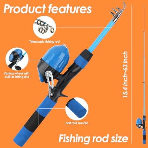 釣りセット 子供用釣りセット 1.5M 初心者 子供用釣り竿 携帯伸縮式 釣り餌 釣り糸付き 収納バッグ付き プレゼント