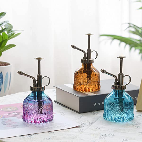 霧吹き ガラス 200ML スプレー 植物 園芸 掃除 アルコール対応 極細ミスト アンティーク調 透明 インテリア ギフト（ダークグレー） 通販 