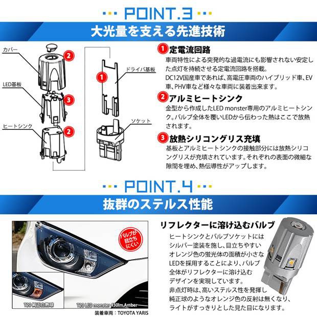 日本製人気 5-D-7 T20S LED MONSTER 430LM アンバー 2個の通販はau PAY マーケット - ピカキュウモバイル|商品ロットナンバー:262995467 即納★トヨタ サクシード FRウインカー 超歓迎安い