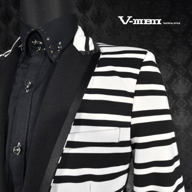 ジャケット テーラード ショート丈 スペンサー ボーダー 1釦 カット