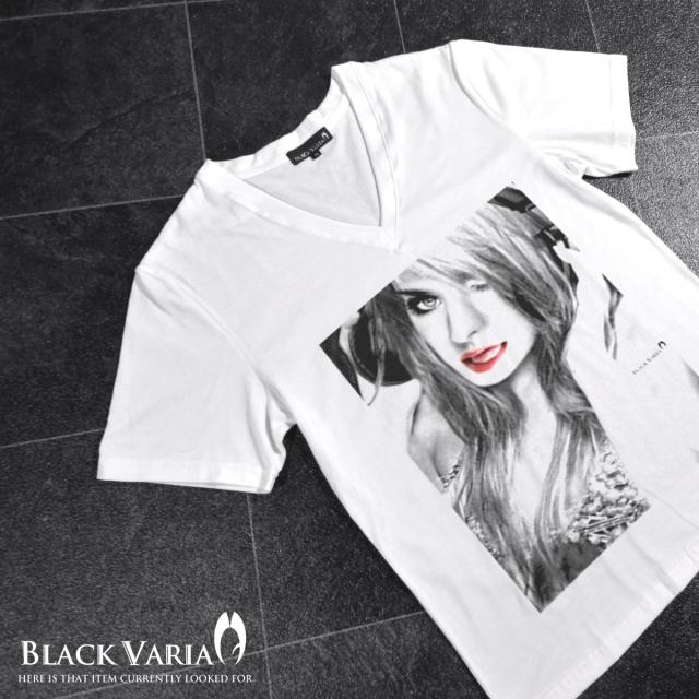 半袖Tシャツ　白　M　モノクロ　モノトーン　外国人女性　キスマーク　ユニセックス prw-zkt005-wh_4.jpg