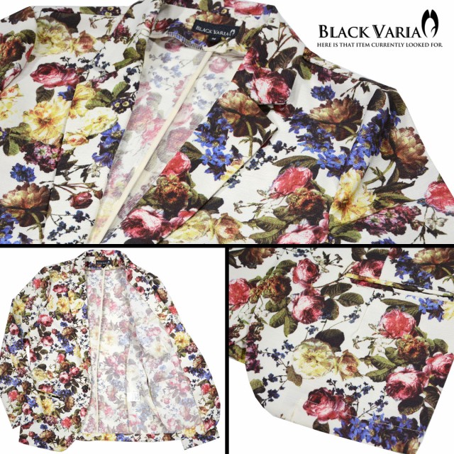 早割クーポン！ テーラード 花柄ジャケット 薔薇柄 1 ボタニカル ローズ メンズ ジャケット・アウター