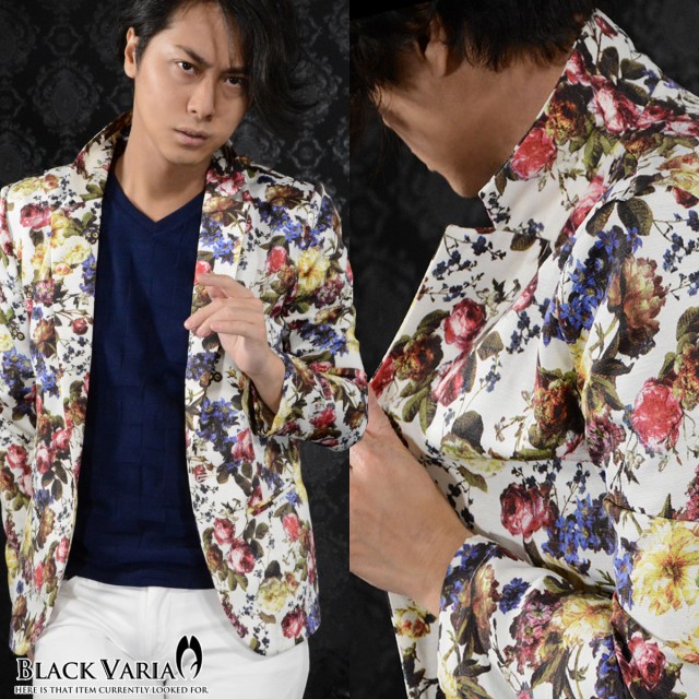 花柄ジャケット テーラード 薔薇柄 メンズ ローズ ボタニカル 1