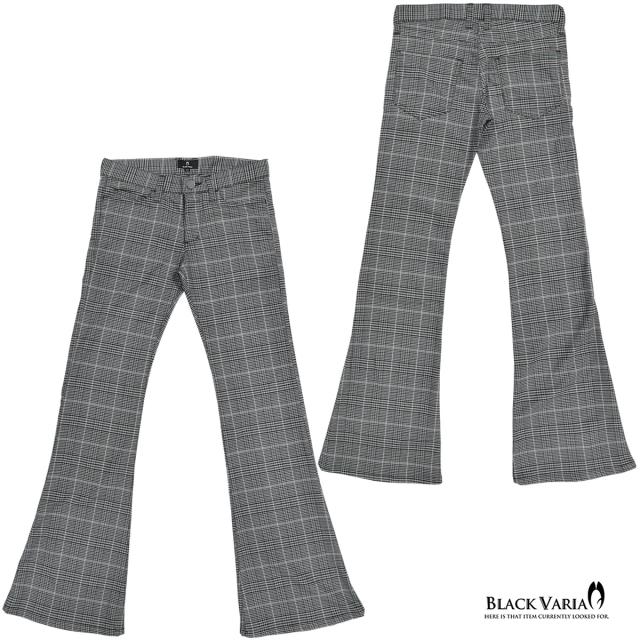 ベルボトム グレンチェック ローライズ ブーツカット メンズ フレア