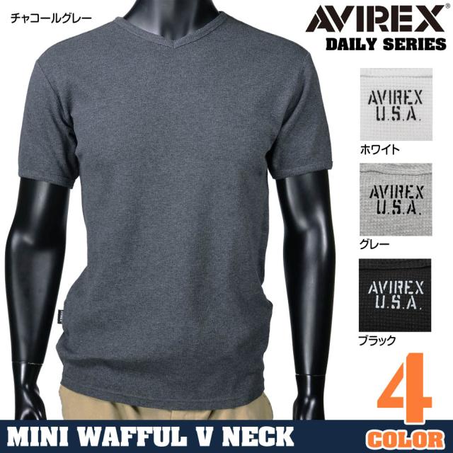 AVIREXTシャツ半袖Vネックワッフル無地デイリー