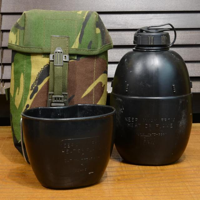 イギリス軍放出品キャンティーン水筒ポーチ付きDPM迷彩PLCE装備