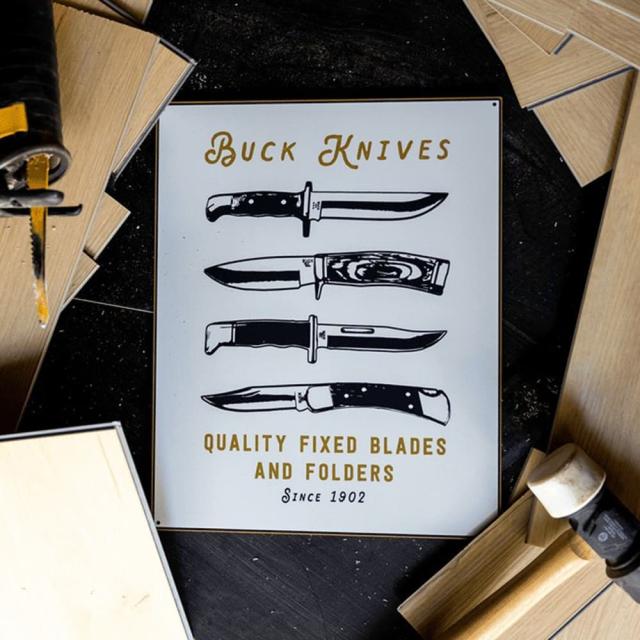BUCKブリキ看板QualityBladesTinTackerアメリカン雑貨BU95308