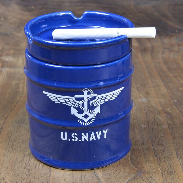 灰皿ドラム缶NAVY陶器製ネイビー
