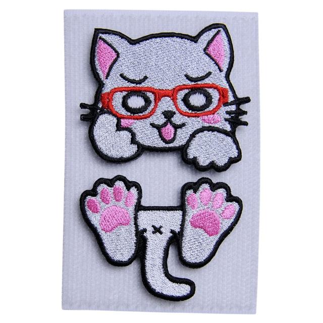 にとろんミリタリーパッチはさみねこ蓄光パッチベルクロ