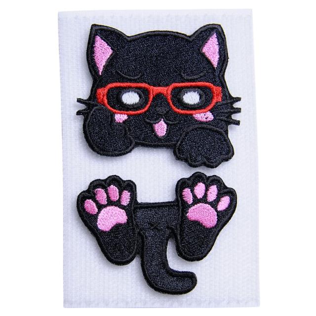 にとろんミリタリーパッチはさみねこ蓄光パッチベルクロ