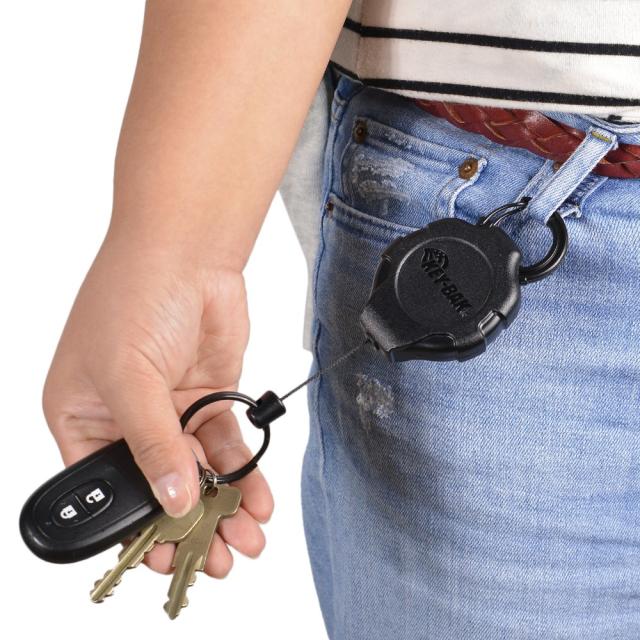 KEY-BAK巻き取り式キーホルダーコード調節機能付キーリールカラビナタイプ