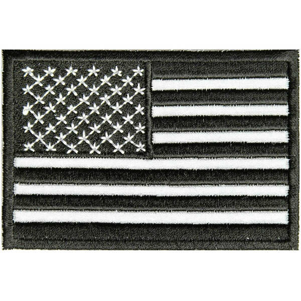 ミリタリーパッチ星条旗ブラックアイロンシート付