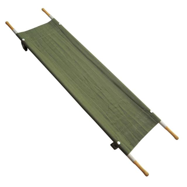 フランス軍放出品折りたたみ担架木製ハンドル帆布ストレッチャー