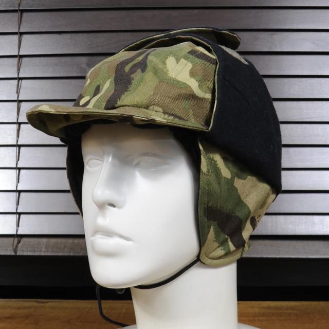 イギリス軍放出品ウィンターキャップ防寒MVP生地MTP迷彩内側ブラック