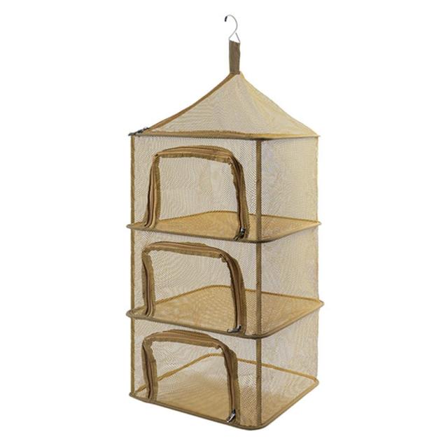 ハンギングドライネット4段アウトドア食器乾燥物干しメッシュ素材収納バッグ付き