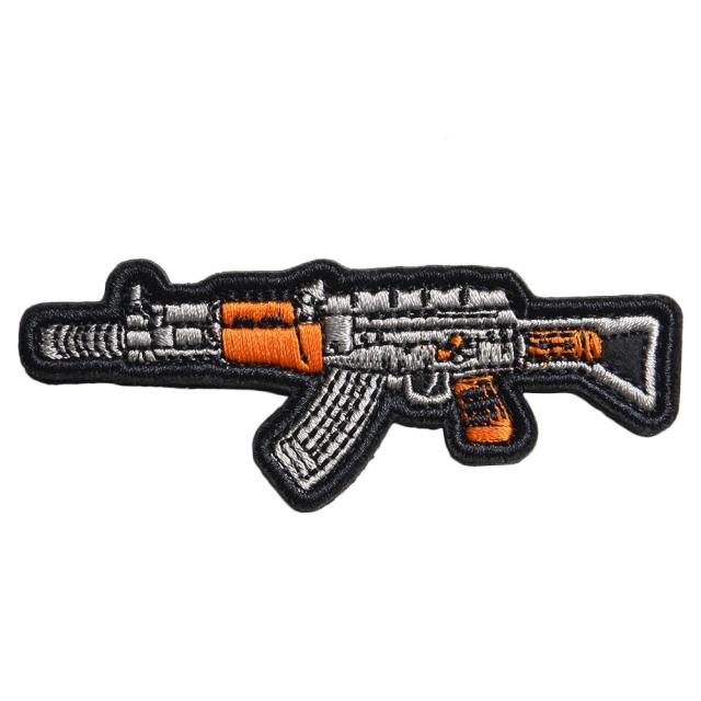 ミリタリーワッペンAK-47カスタムライフル刺繍ベルクロ