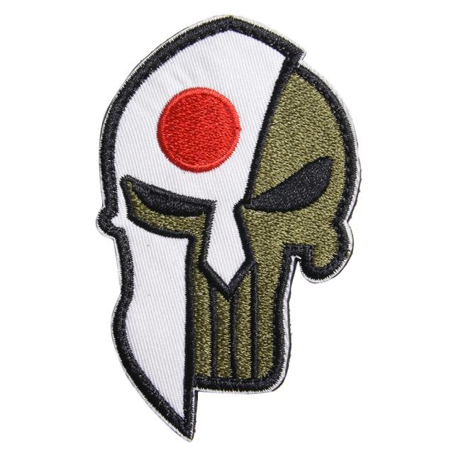 ミリタリーワッペン日の丸ドクロ刺繍ベルクロ