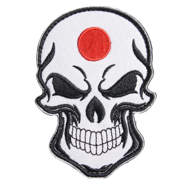 ミリタリーワッペンスカル日の丸ベルクロ刺繍