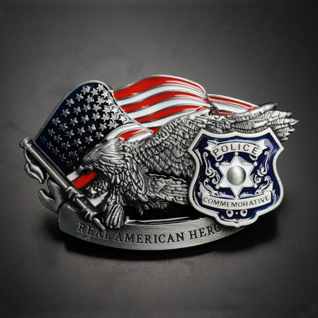 ベルトバックルポリス星条旗イーグルREALAMERICANHERO