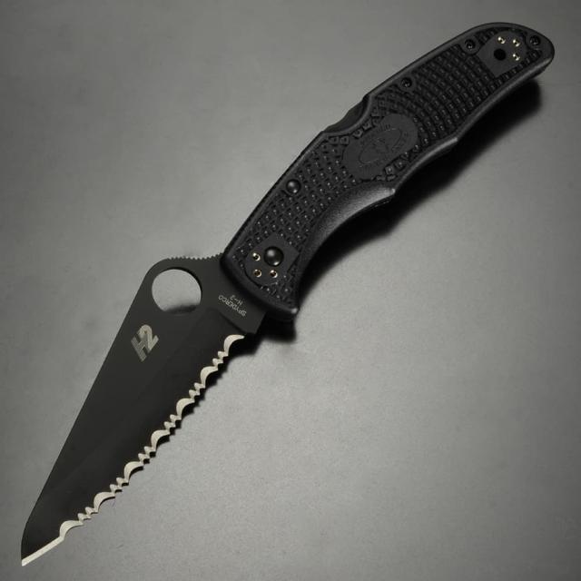 SpydercoオールブラックH-2防錆鋼パシフィックソルト2波刃