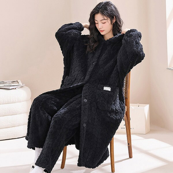 ペアパジャマ 冬 ルームウェア もこもこ ナイトガウン レディース メンズ ユニセックス パジャマ 前開き 冬 長袖 パジャマ 着る毛布 寝巻き  カップル 裏起毛 メンズ パジャマ 可愛い 部屋着 お揃いペア 結婚祝い プレゼント 暖かい ギフト バレンタイン お風呂上り ... [YUNCLOS] ルームウェア ふわふわ 寝巻き 長袖パジャマ 前開き 冬 超厚手 部屋着 柔らか 暖かい 防寒対策 上下セット