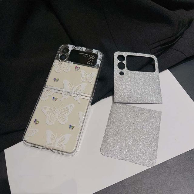 GALAXY Z flip4ケース カバー キラキラ 韓国 スマホケース 蝶 蝶柄
