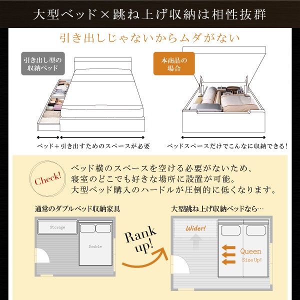 2023国産 ベッドフレーム モダンライト大型跳ね上げ収納ベッド 薄型プレミアムボンネルコイルマッの通販はau PAY マーケット - シャイニングストア| 収納ベッド クイーン マットレス付き 組立設置付 新作大特価