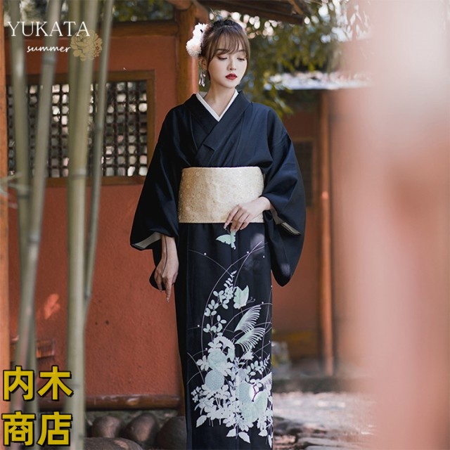 即納OK 売上急増中 大人シンプル ブラック レディース 洗える 秋の新作特集 ギフトにも最適 女性 単品 花柄 着物 夏 黒 古典 上品 花 文化祭 着れる ゆかた 浴衣 花火 在庫わずか 街着 花見 キュート 可愛い 婦人 お買い得プライス クリスマス