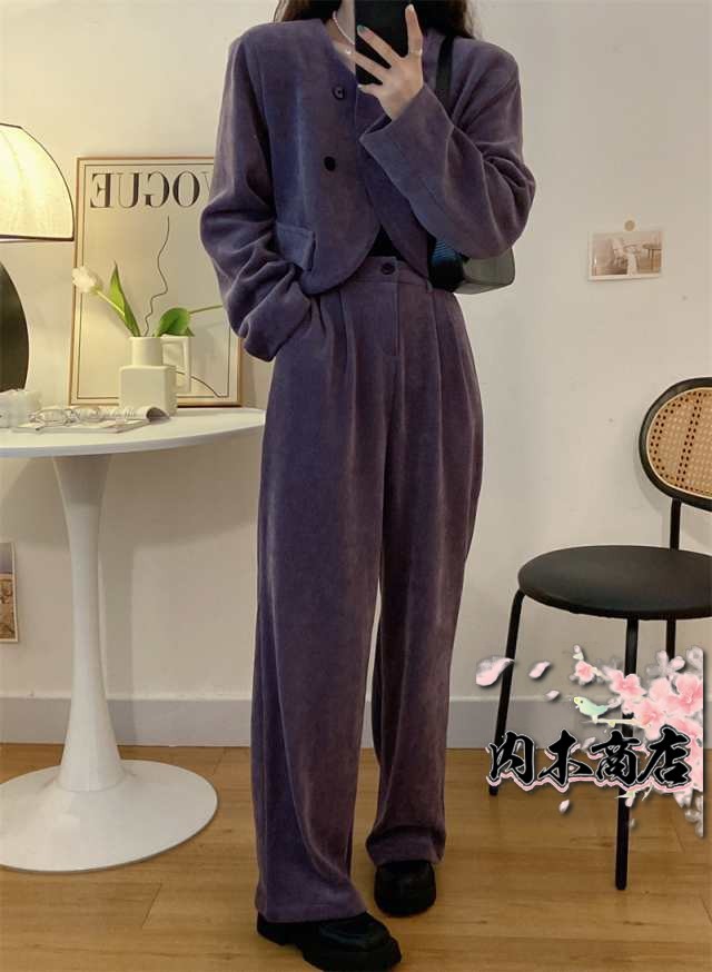 注目ランキング上位 レビュー高評価 数量限定入荷 レディース 店長太鼓判 今だけ 収納便利 ツータック スエード調 長袖 パンツ セットアップ 無地 ワイド ツーピースノーカラー 上下セット ツーピース スリム スーツ