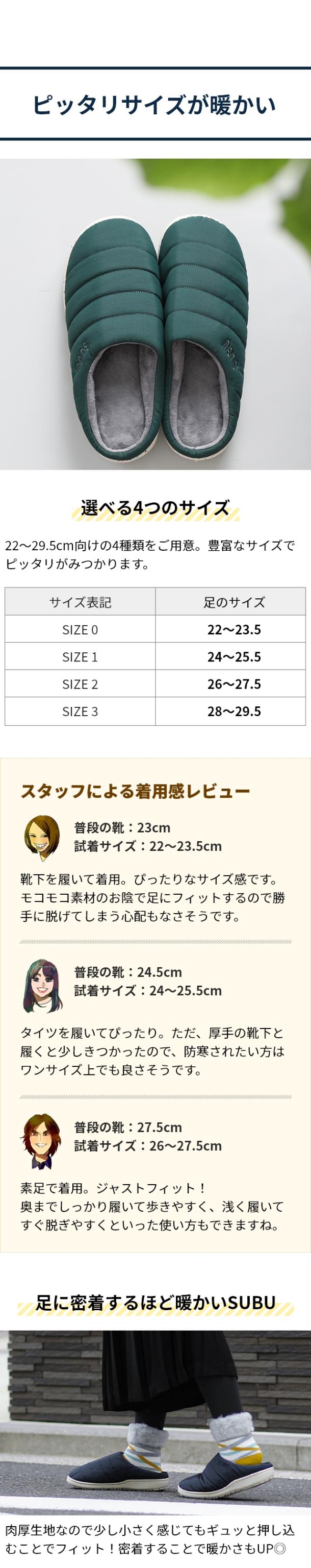 SUBU（スブ）CONCEPT collection（コンセプトコレクション）：ピッタリサイズが暖かい