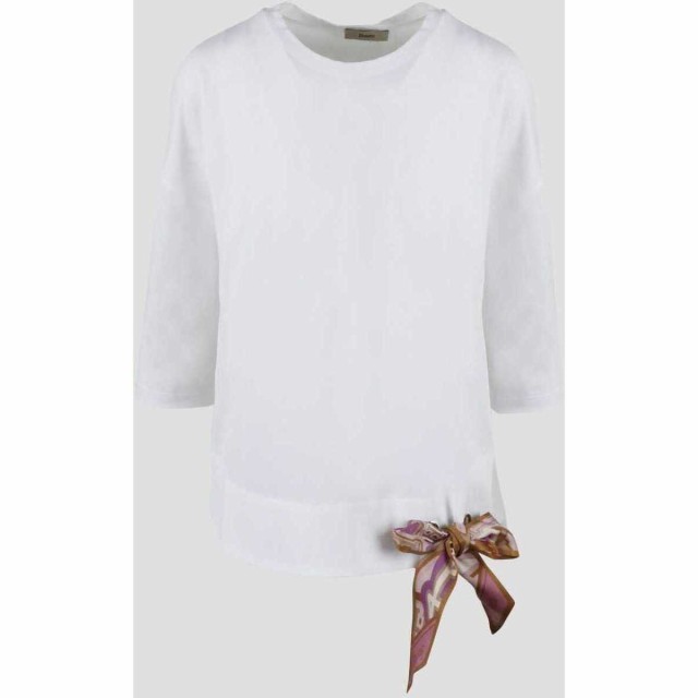 【新品未使用】 HERNO ヘルノ Tシャツ BUBBLE スカーフ SUPERFINE COTTO JG000189D52003 【サイズ42/WHITE】