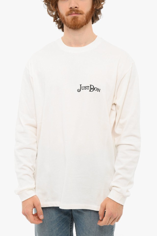 JUST DON ジャスト ドン White トップス 32JUSM20 226326 02 メンズ LONG-SLEEVED T-SHIRT  WITH EMBROIDERED LETTERING 【関税・送料無料｜au PAY マーケット