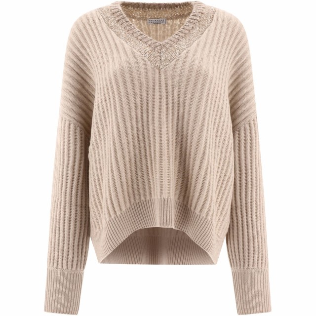 BRUNELLO CUCINELLI ブルネロクチネリ ベージュ Beige Cashmere ribbed sweater ニットウェア レディース  秋冬2023 M12511612C9504 【関｜au PAY マーケット