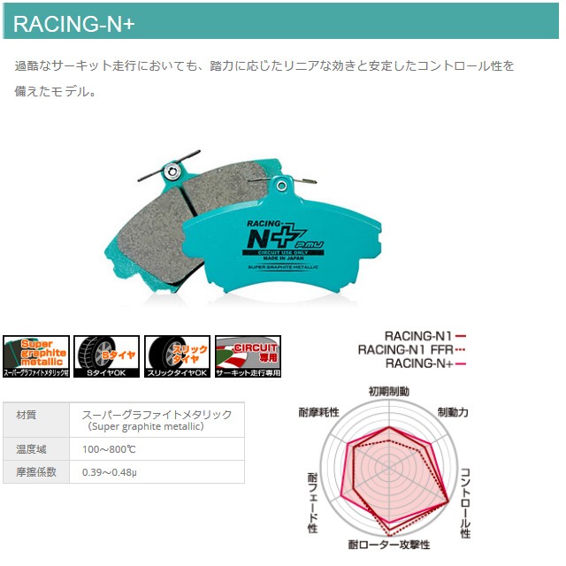 プロジェクトミュー プロミュー RACING-N+ ブレーキパッド リアのみ