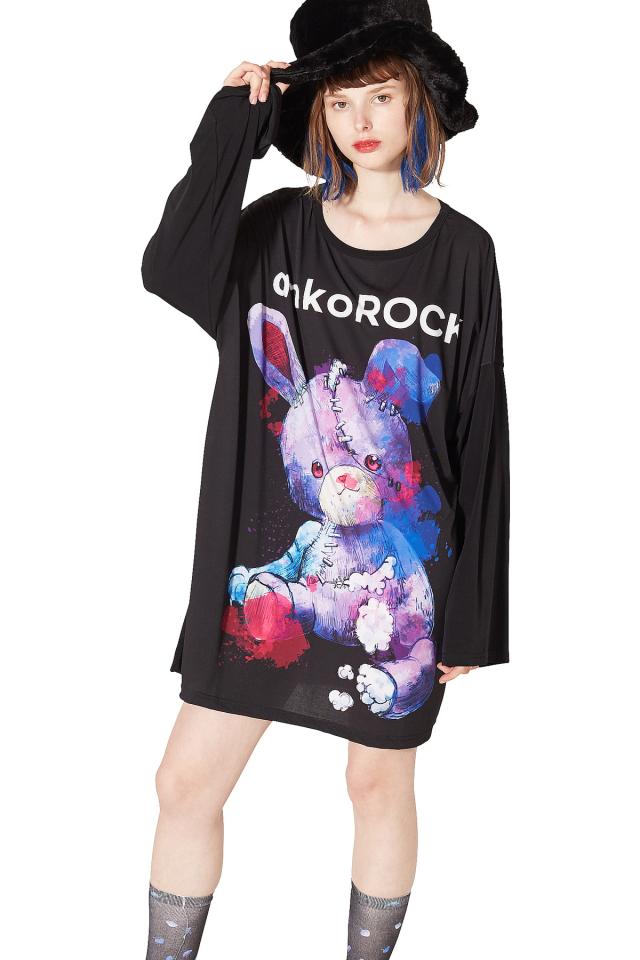 Tシャツ Ankorock ワンピース レディースファッション レディース アンコロック カットソー ビッグtシャツ ビッグtシャツ ブランド Tシャツ ユニセックス 服 メンズ 長袖 ロンt クルーネ