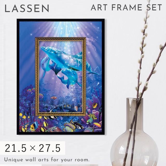 週末限定値下げ★クリスチャンリースラッセン★　ドルフィンハグ ラッセン 絵画 27.5×21.5cm 父の日 ギフト クリスチャン・リース