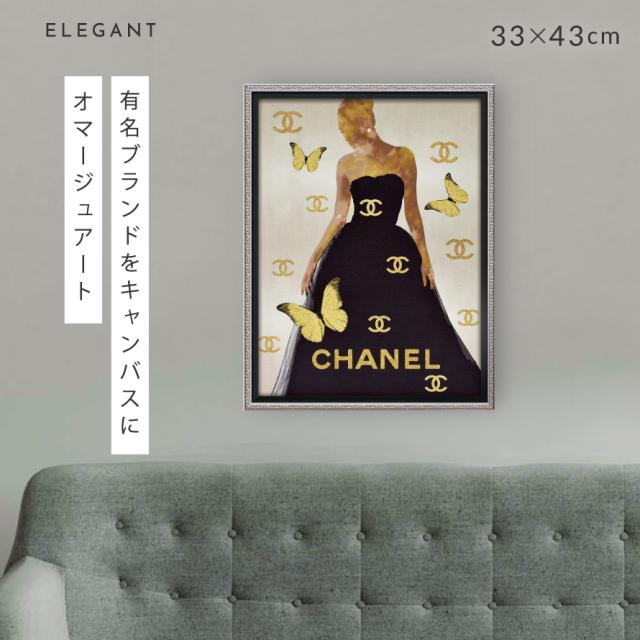 ♡CHANEL♡オマージュ　キャンバスアート　ブラックドレス＆ココマーク アートパネル ブランド シャネル CHANEL Mサイズ オマージュ