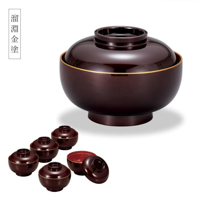 雑煮椀 5客 セット 530ml お椀 蓋付き 朱 黒 食洗機対応 電子レンジ