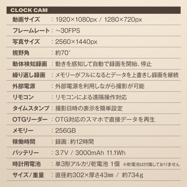 Gexa(ジイエクサ) 1080P掛け時計型カメラ  小型カメラ GX-312