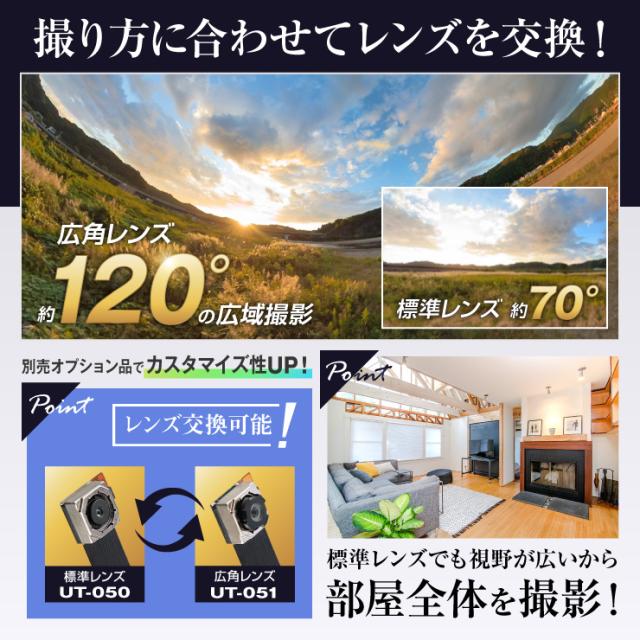 Gexa(ジイエクサ) 小型カメラ 基板ユニット用 4K標準レンズ 視野角70° 長さ約95mm 手ブレ補正 UT-128/128W専用 UT-050 （ゆうパケット対応）