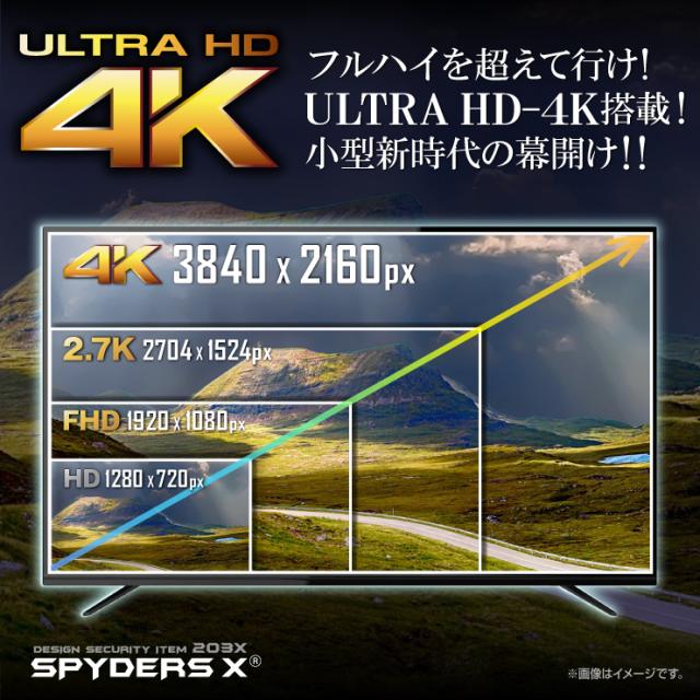 スパイダーズX 小型カメラ キーレス型カメラ 防犯カメラ 4K スマホ操作 128GB対応 スパイカメラ A-208α