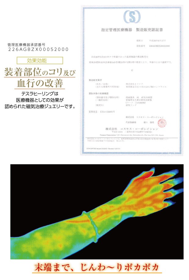 装着部位のコリ及び血行の改善