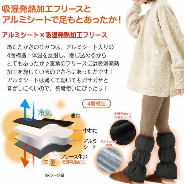 吸湿発熱加工フリースとアルミシートで足もとあったか