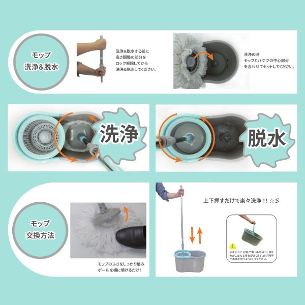 モップ 洗浄&脱水 交換方法