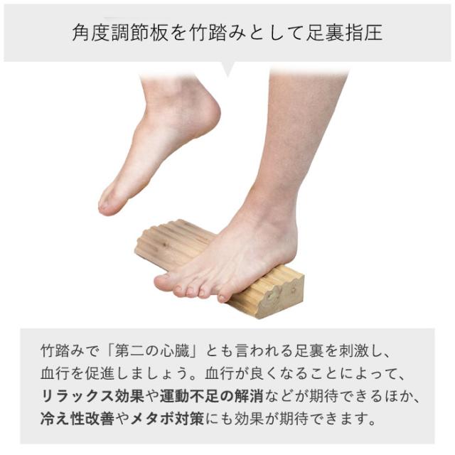 角度調節板を竹踏みとして足裏指圧