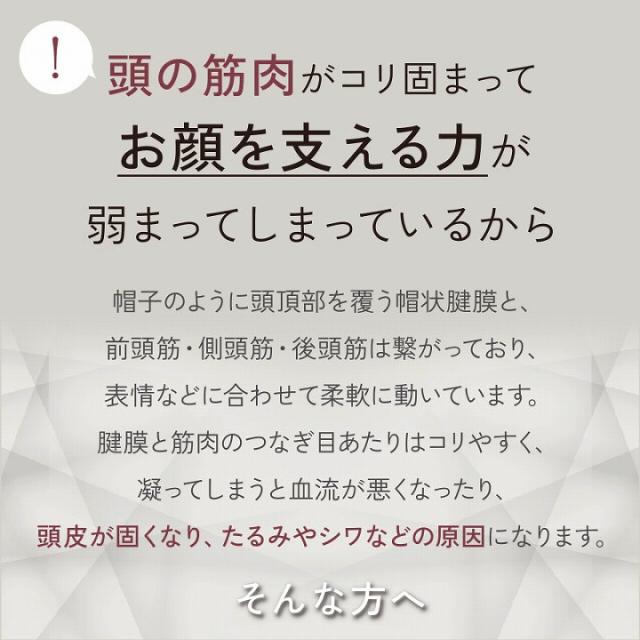 頭の筋肉が凝り固まって お顔を支える力が弱まってしまっているから