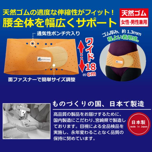 腰全体を幅広くサポート